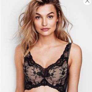 Victoria's Secret DREAM  ANGELS Lined Demi Lace & Dot Mesh Long Line Bra